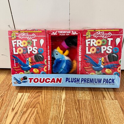 RARE 1990s Kellogg's Froot Loops Unopened 2 boxes set w/ plush