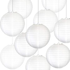 10 pcs 6 White Paper Lanterns round hanging Chinese/Japanese