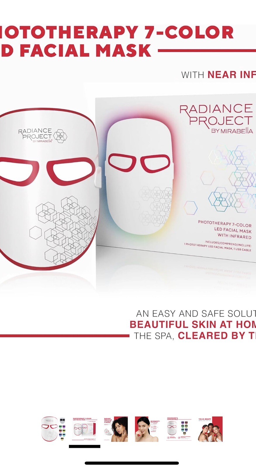 7 Colors LED Mirabella Facial Face Mask Skin Rejuvenation LED Light