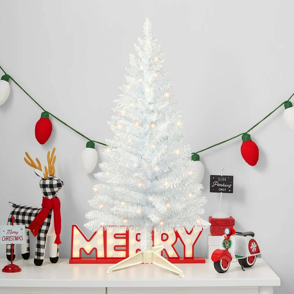 4ft Lighted Small Artificial Christmas Tree Mini Tabletop Xmas Tree with 50Light - Image 3 of 4