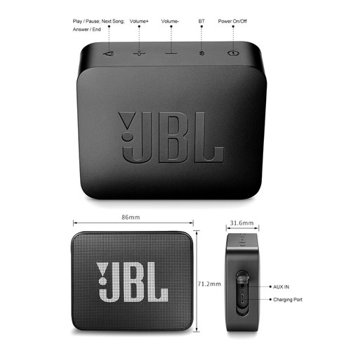 JBL GO 2 Wireless Bluetooth Speaker IPX7 Waterproof With Mic - Foto 2 di 2