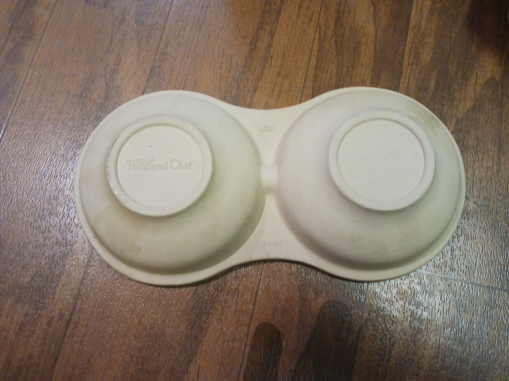 Pampered Chef 5161 Double Stoneware Egg Cooker Baking Dish Made in USA