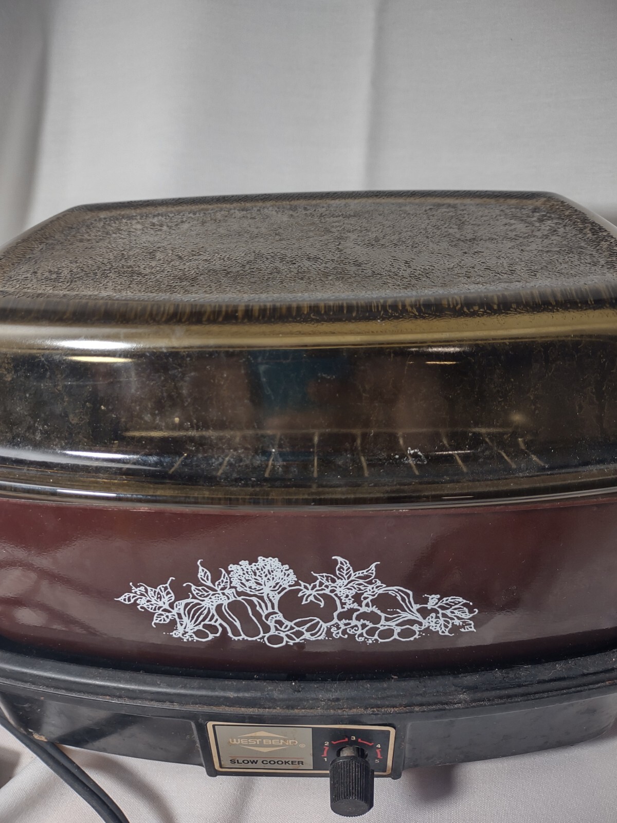 Vintage West Bend Slo Cooker 4 Qt Pot 84114 Brown Vegetables Crock w