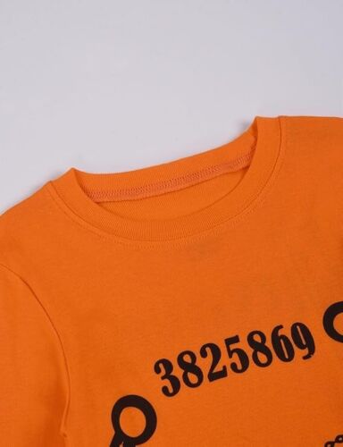 Unisex 2-piece Prisoner Long Sleeve Halloween Cotton Pjs Size 3T (2-3Y) Orange - Picture 3 of 6