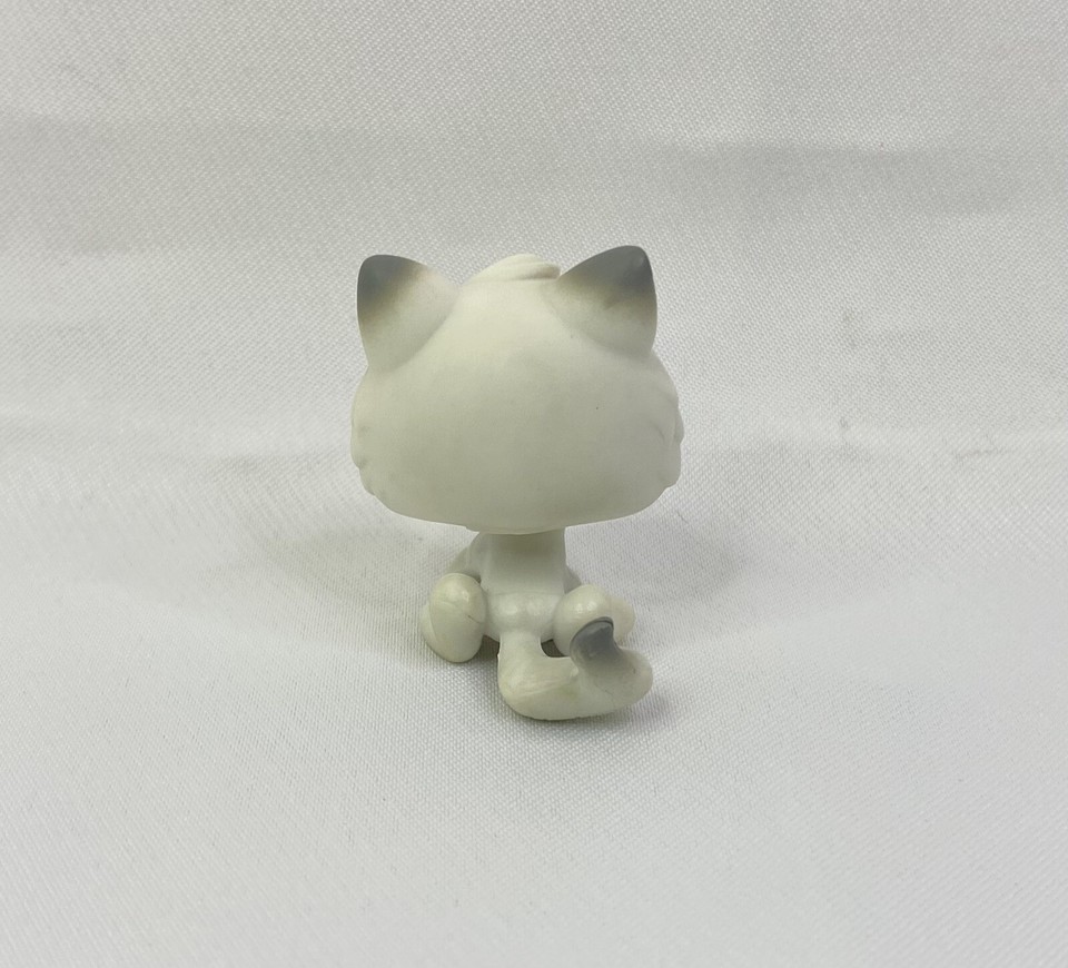 Littlest Pet Shop LPS Authentic 100 Kitten White Grey Baby Cat Green