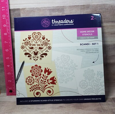 CC2 Crafters Companion Threaders Scandi Set 1 Home Decor Stencils 10'' x 10'' 