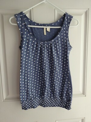 Juniors Red Camel Blue Polka Dot Knit Top Size Medium