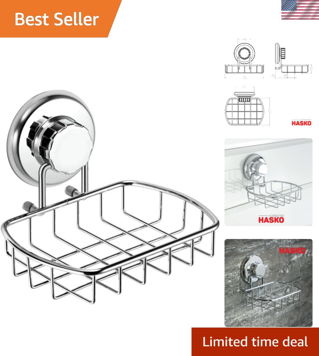 Stainless Steel Chrome Super Strong Vacuum Suction Soap Dish