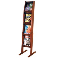 8-Pocket Standing Literature Display Classic Design, Quality Oak Construction