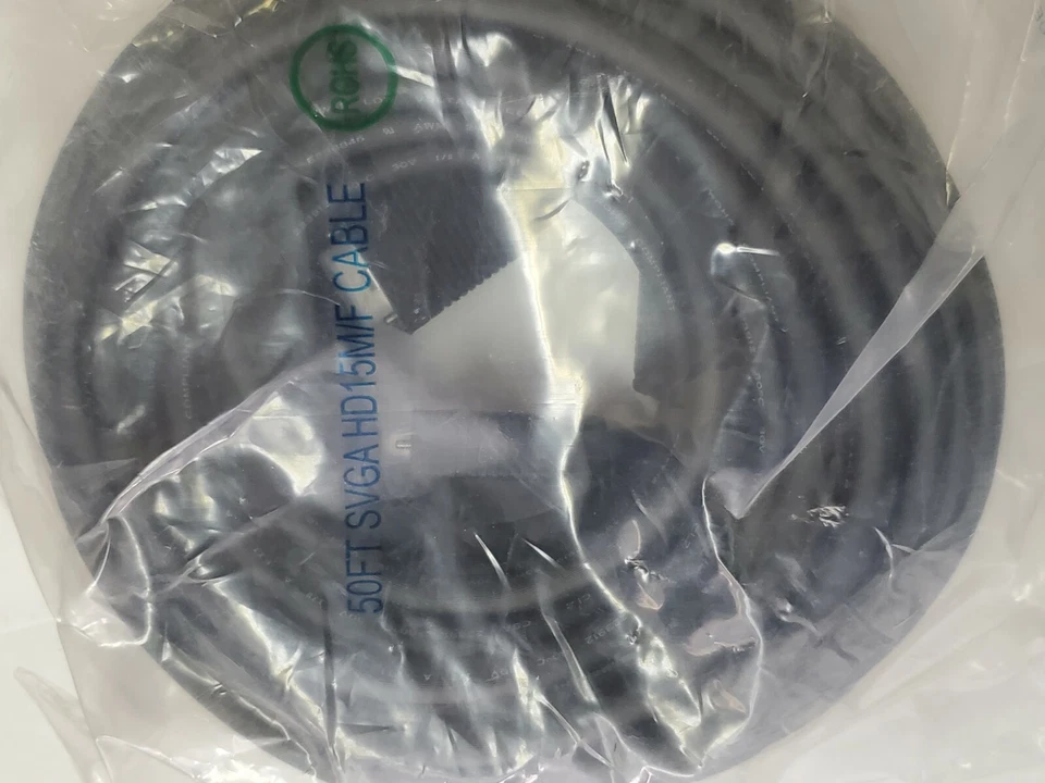 50 FT VGA SVGA HD 15 Pin Male to Female Extension Cable PC Monitor Ferrite Cores - Image 3 of 3