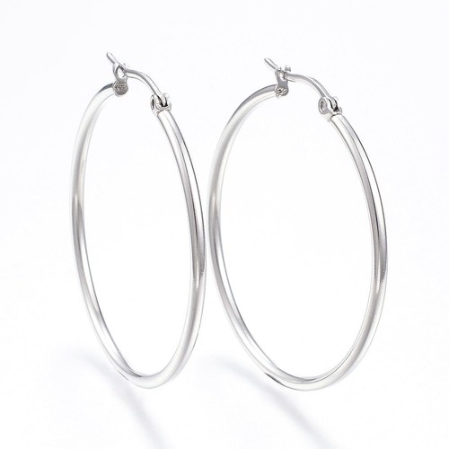10 Pair 304 Stainless Steel Circle Ring Hoop Earrings Ear Hoop For Women 44~46mm - Picture 2 of 5