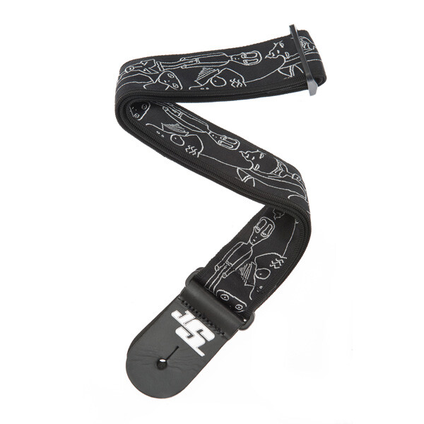Planet Waves Joe Satriani Guitar Strap, Silver Sketches 50JS05