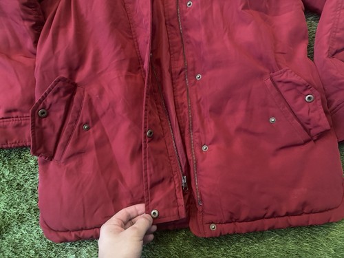 Old Navy Womens Parka Winter Coat Hooded Insulated Lined Red Faux Fur Trim Sz M - Picture 5 of 6