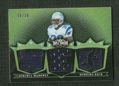LAURENCE MARONEY 07 TOPPS TRIPLE THREADS TRIPLE GAME JERSEY GOLD 06/09 PATRIOTS