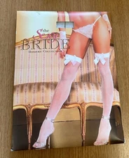 Stockings Hold ups in white fishnet with satin bows  NOW REDUCED