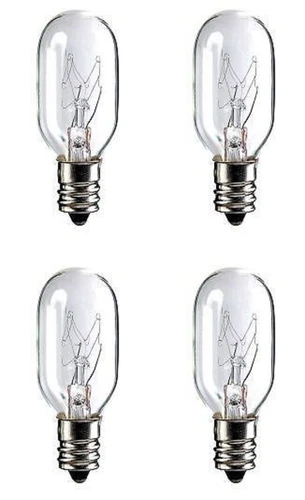 Four Bulbs 25T8C Clear 25 Watt 120 Volt 25T8 Candelabra Base 25W, Microwave etc