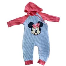 Vintage Disney Minnie Mouse quilted fleece zip up sleeper work hood 24 months