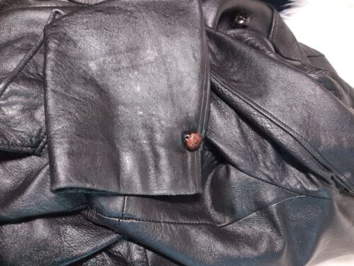 Genuine Leather Jacket Mens Large 42" Very Nice With Wooden Buttons - Picture 13 of 13