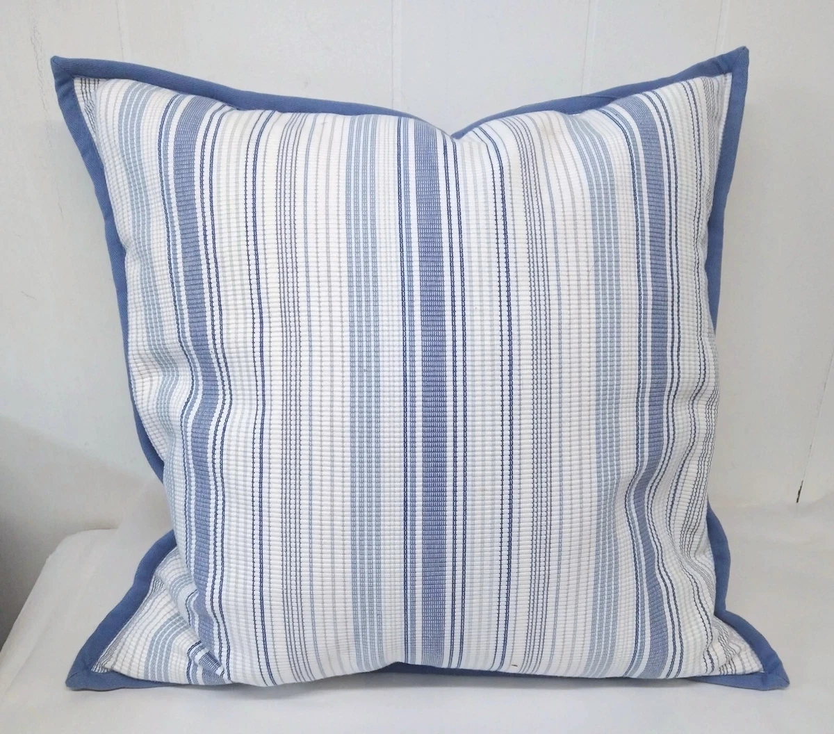Lauren Ralph Lauren 21 x 21 Throw Pillow Blue White Stripe Nautical Farmhouse