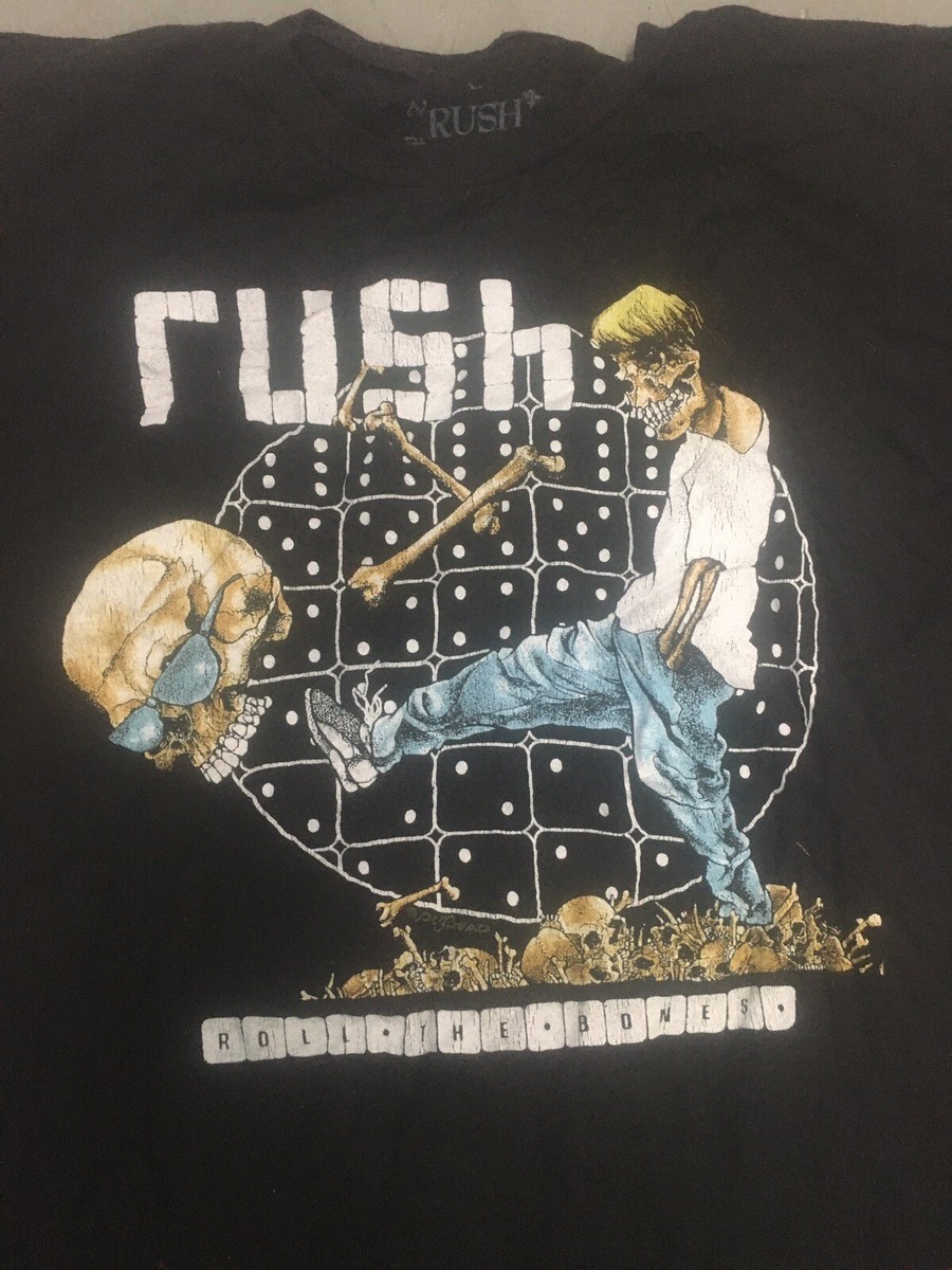 Rush Shirt Roll The Bones Sz Large Geddy Lee Skull | eBay