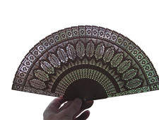 Antique Hand Fan, 1870, China, Wood Bris .Deeply Carved Guards