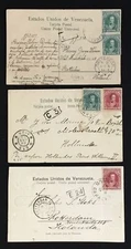 VENEZUELA 1905/1908 - 3 x PPC TO HOLLAND F/VF 