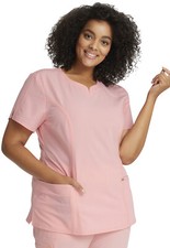 Rose Petal Cherokee Scrubs Statement V Neck Top CK695 ROPE