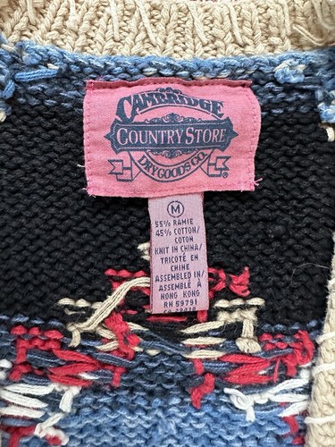 Southwestern Tribal Knit Sweater Vest Women M Cambridge Country Store, Artsy VTG - Picture 2 of 6