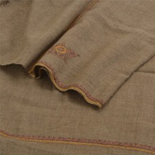 Sanskriti Vintage Cream Pure Woolen Shawl Hand Embroidered Suzani Stole Scarf