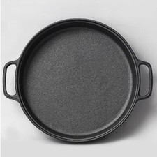 Skillet Frying Pan Pre-Seasoned Cast Iron Griddle BBQ Steak Cooking Flat Bottom