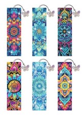 6 Pcs 5D DIY Diamond Painting Art Bookmarks Kits with Tassels for Book Lovers