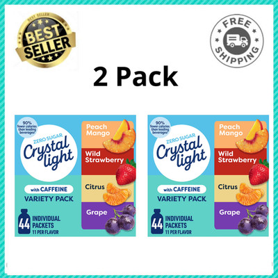 (2 Pack) Crystal Light Energy Drink Mix Variety Pack On the Go Packets, 44 Ct
