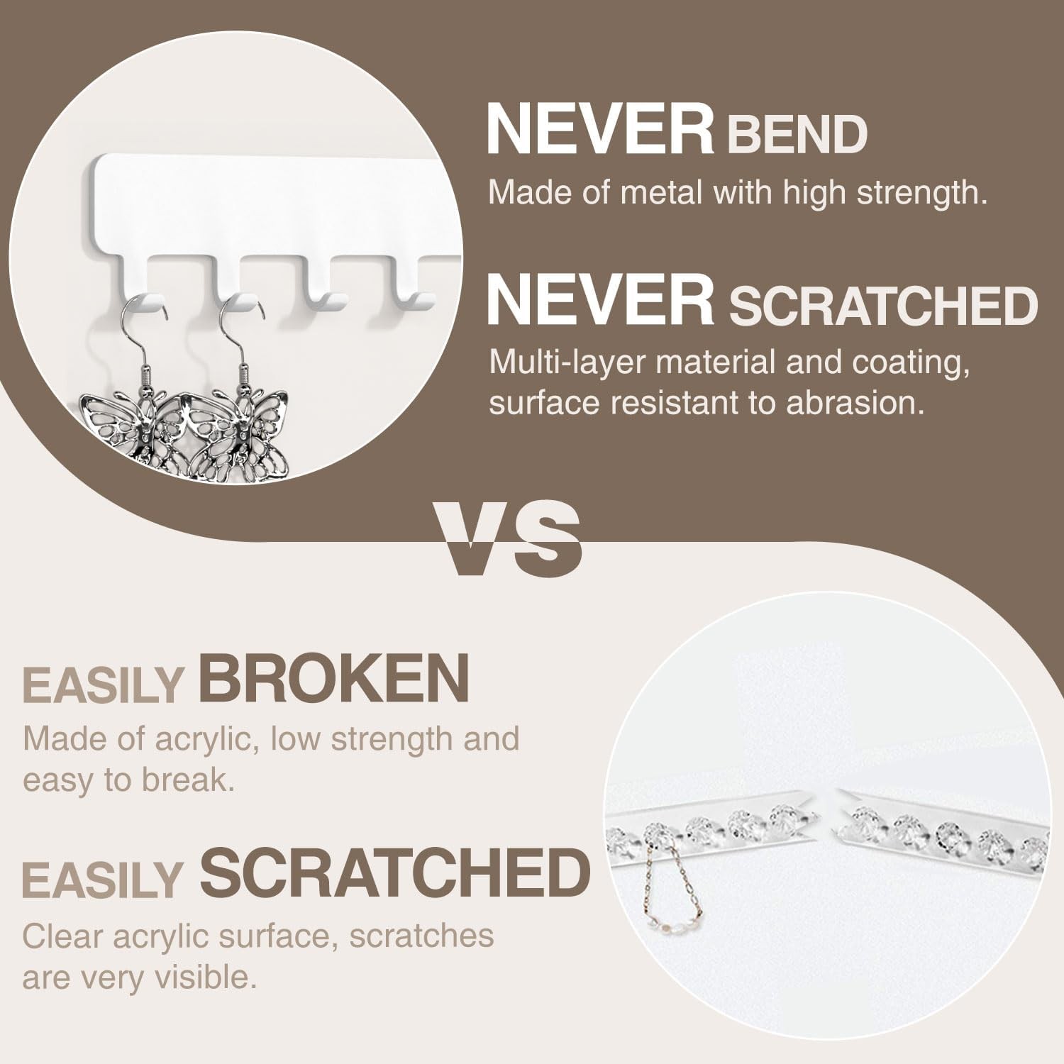 Necklace Holder Hanging Jewelry Organizer - 9.84 inch, White 