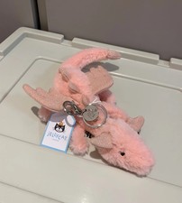 Jellycat Pink Dragon - Plush Bag Charm Keychain Cute New With Dust Bag