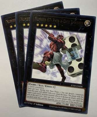 Yu-Gi-Oh! (x3) Number 67: Pair-A-Dice Smasher 1st Edition Rare JUSH-EN058