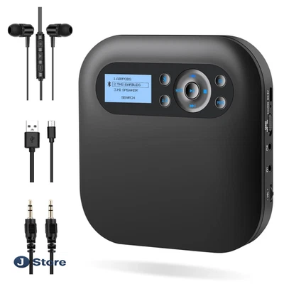 DESOBRY CD Player tragbar mit Bluetooth Lautsprecher Anti-Skip 2 Kopfhöreranschluss