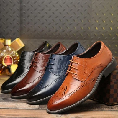 MARKENLOS Herren Oxford Schnürschuhe Brogue Lederschuhe Business Schuhe Halbschuhe Formale