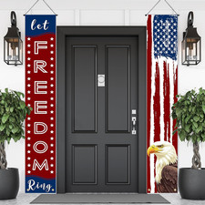 Large 4Th of July Door Banner Porch Signs Decoration Patriotic Memorial Day Inde
