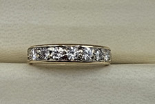 14kt Yellow Gold 3.6grm 9 Round Diamond Wedding Channel Set Band 1.0 ct Sz 7.5