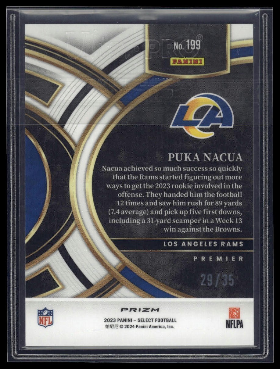 2023 Panini Select #199 Puka Nacua White Prizms #/35