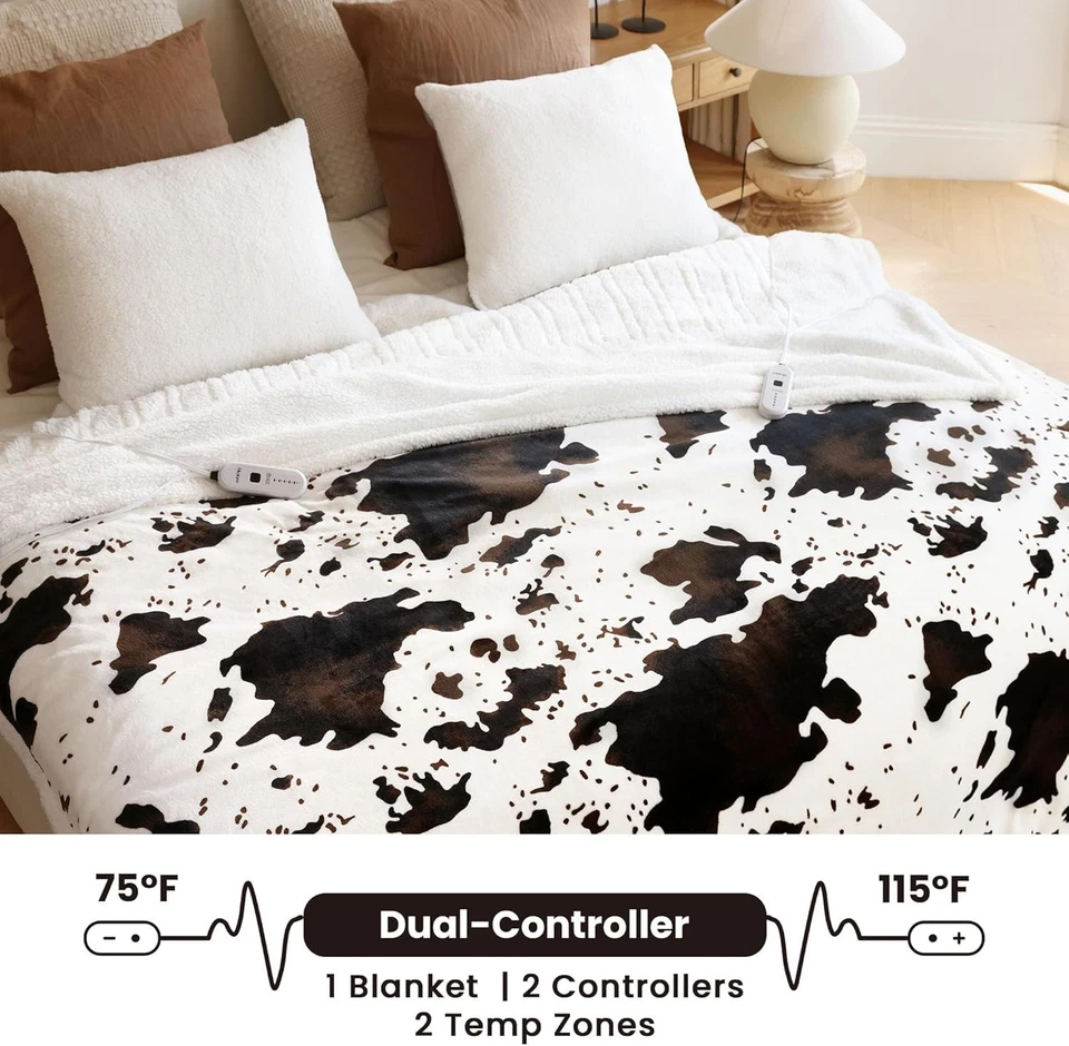 Manta térmica de franela 10 niveles de calor calefacción rápida protección contra sobrecalentamiento lavable Foto 2 de 4