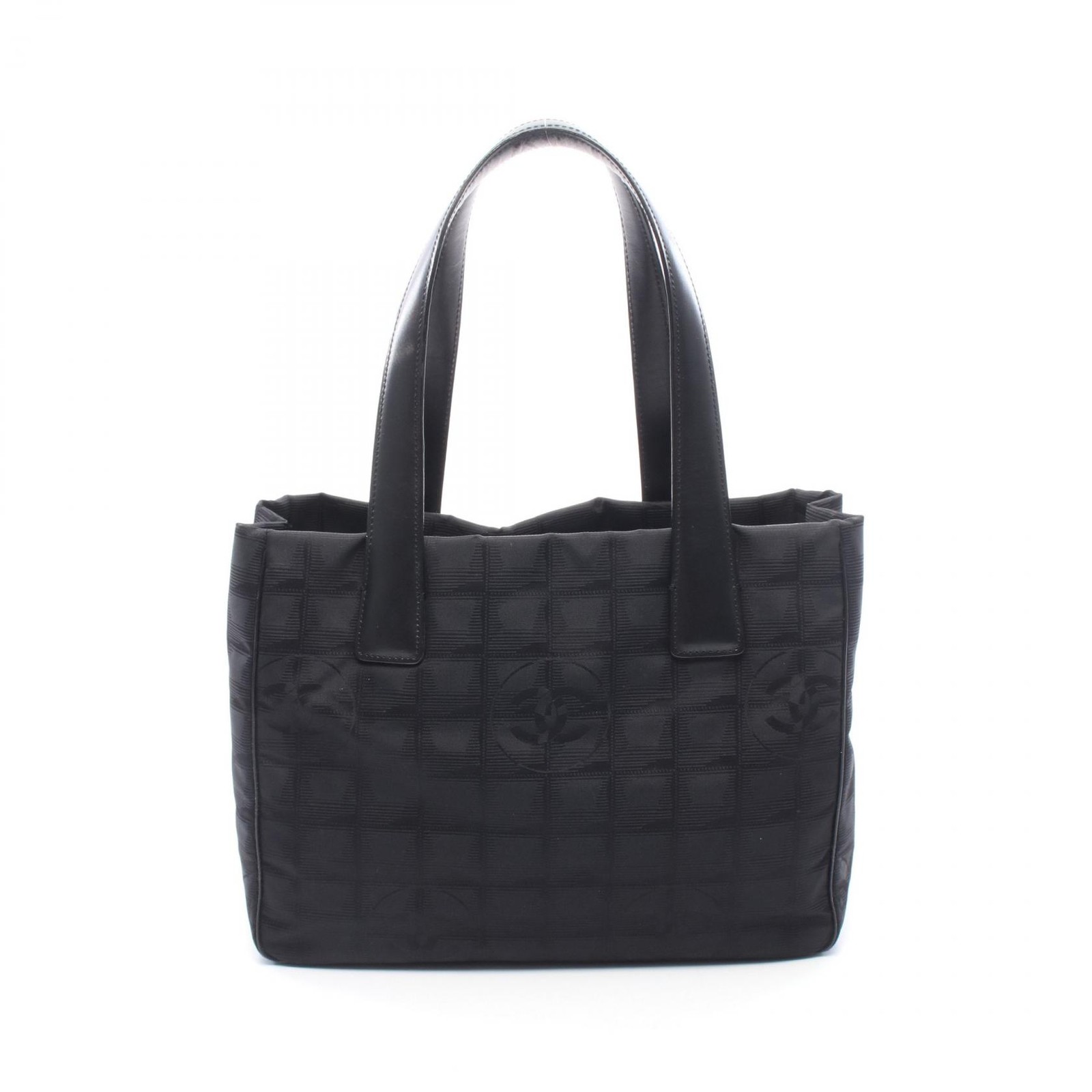 CHANEL New Travel Line PM Tote Bag A20457 leather Nylon canvas Black Used GHW CC