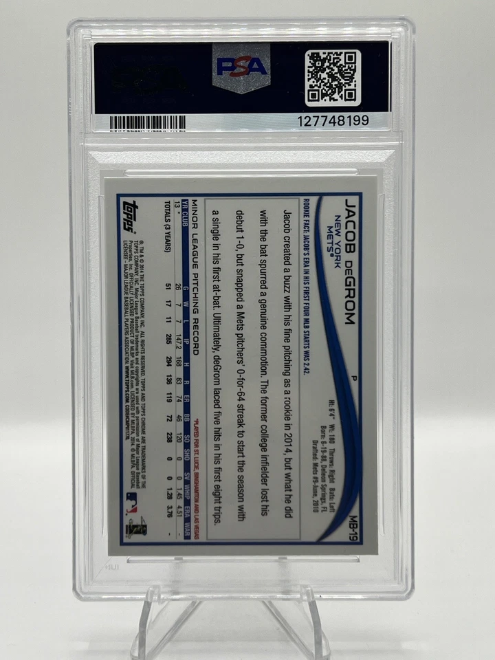 2014 Topps Chrome Update Jacob DeGrom ROOKIE RC #MB-19 PSA 9 - Image 2 of 2