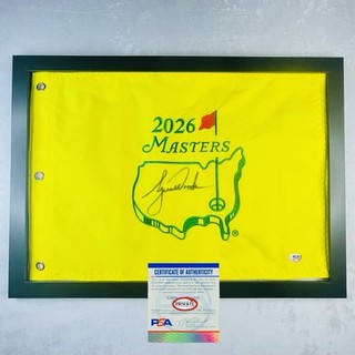No Reserve PSA Tiger Woods signed Flag Masters Championship Autograph PGA