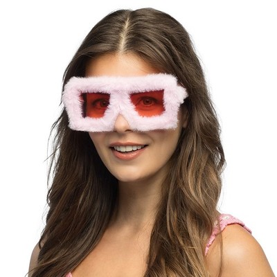 Partybrille Fluffy Plüsch Oversize Rosa Fasching Karneval Festival Mottoparty