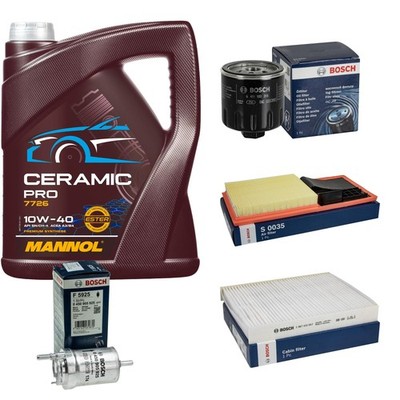 BOSCH Inspektionspaket 5L MANNOL Ceramic Pro 10W-40 für Skoda Fabia I Combi 6Y5