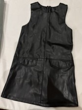 Mayoral Faux leather Pinafore Dress & Black spotted Top Age 6 Years Ec Con