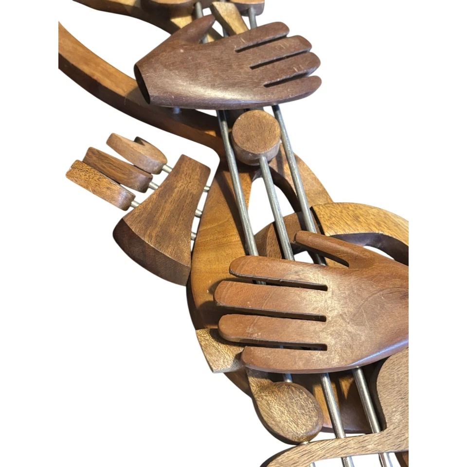 Vintage Carved Wood Musical Notes & Treble Clef Sculpture Abstract Music Art 16" - Image 4 of 4