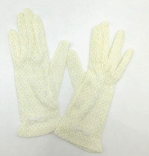 Vintage Women's Nylon Lace Ivory Formal Gloves  Fancy Afternoon Tea Gloves XS