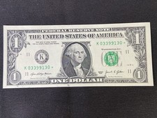 2021 - $1 - Star Note K03399130* Ink Smear Rear Ink Transfer Front Border - UNC